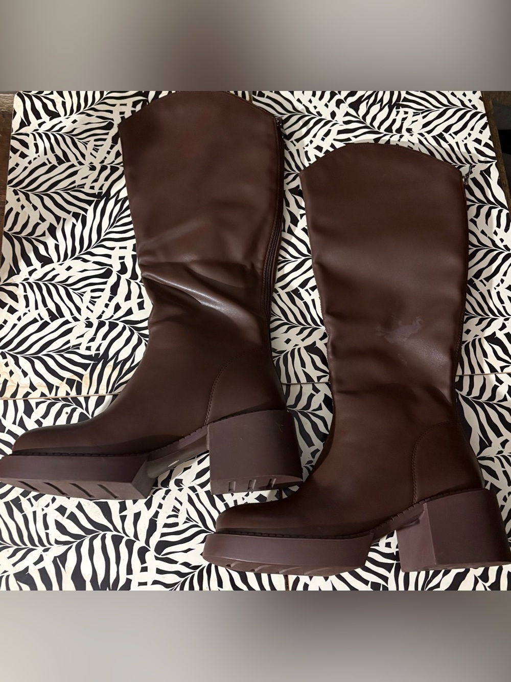 Amazon Brown Over-the-Knee Block Heel Boots